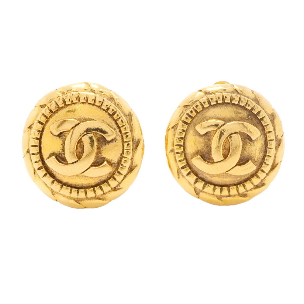 CHANEL Gold Logo Earrings